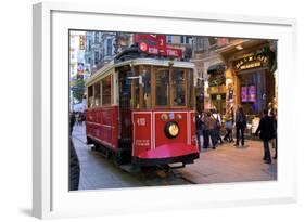 Historic Red Tram on Istiklal Caddesi, Beyoglu, Istanbul, Turkey, Europe-Neil Farrin-Framed Photographic Print