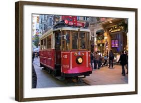 Historic Red Tram on Istiklal Caddesi, Beyoglu, Istanbul, Turkey, Europe-Neil Farrin-Framed Photographic Print