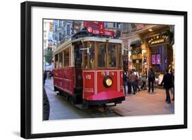 Historic Red Tram on Istiklal Caddesi, Beyoglu, Istanbul, Turkey, Europe-Neil Farrin-Framed Photographic Print