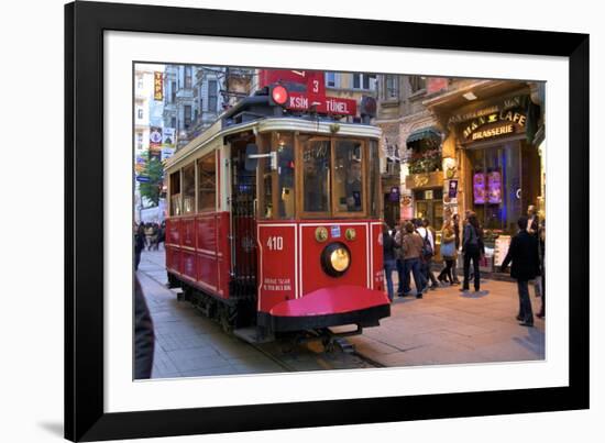 Historic Red Tram on Istiklal Caddesi, Beyoglu, Istanbul, Turkey, Europe-Neil Farrin-Framed Photographic Print