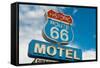 Historic Route 66 Motel Sign In California-flippo-Framed Stretched Canvas