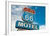 Historic Route 66 Motel Sign In California-flippo-Framed Art Print