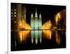 Historic Temple and Square in Salt Lake City at night, during 2002 Winter Olympics, UT-null-Framed Photographic Print