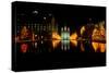 Historic Temple and Square in Salt Lake City at night, during 2002 Winter Olympics, UT-null-Stretched Canvas