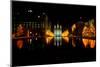 Historic Temple and Square in Salt Lake City at night, during 2002 Winter Olympics, UT-null-Mounted Photographic Print