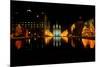 Historic Temple and Square in Salt Lake City at night, during 2002 Winter Olympics, UT-null-Mounted Photographic Print