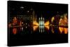 Historic Temple and Square in Salt Lake City at night, during 2002 Winter Olympics, UT-null-Stretched Canvas