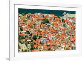 Historic town panoramic view, with traditional low-rise red tile roof buildings, Nafplion-bestravelvideo-Framed Photographic Print