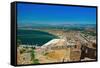 Historic town panoramic view, with traditional low-rise red tile roof buildings, Nafplion-bestravelvideo-Framed Stretched Canvas