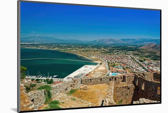 Historic town panoramic view, with traditional low-rise red tile roof buildings, Nafplion-bestravelvideo-Mounted Photographic Print