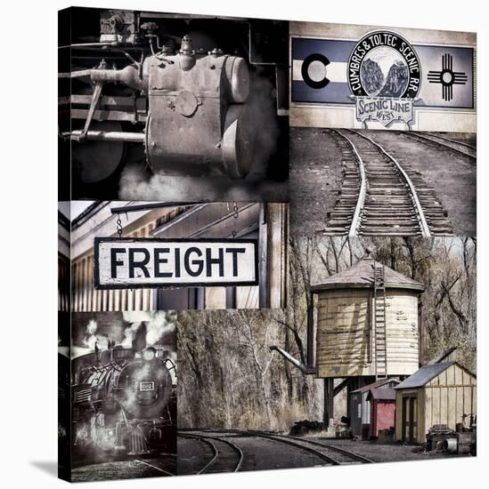Historic Train Collage I-Kathy Mahan-Stretched Canvas