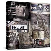 Historic Train Collage I-Kathy Mahan-Stretched Canvas