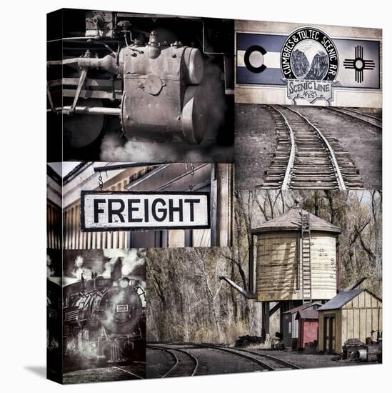 Historic Train Collage I-Kathy Mahan-Stretched Canvas