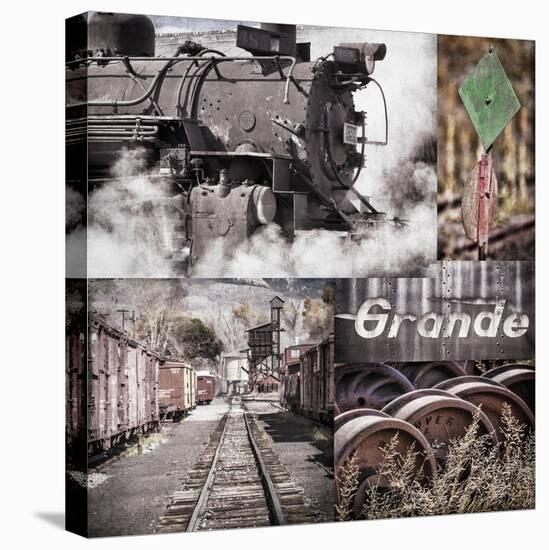 Historic Train Collage II-Kathy Mahan-Stretched Canvas