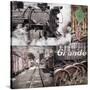 Historic Train Collage II-Kathy Mahan-Stretched Canvas