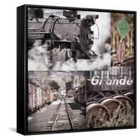 Historic Train Collage II-Kathy Mahan-Framed Stretched Canvas