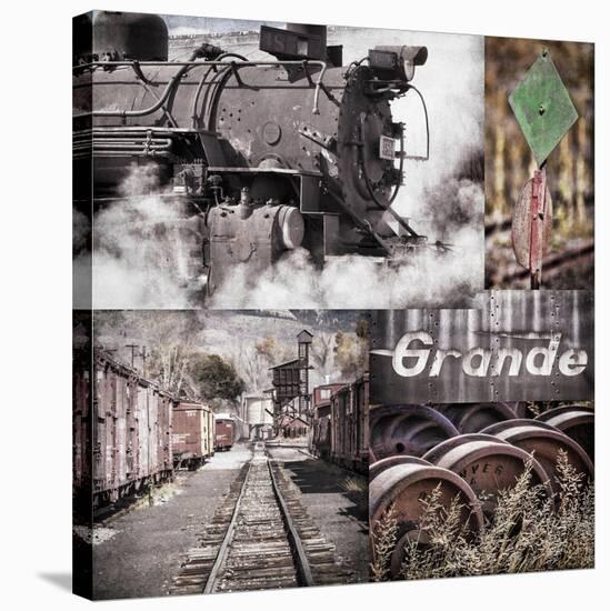 Historic Train Collage II-Kathy Mahan-Stretched Canvas