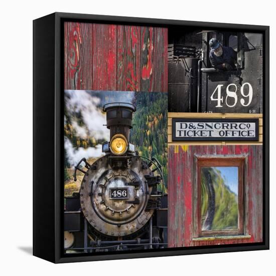 Historic Train Collage IV-Kathy Mahan-Framed Stretched Canvas