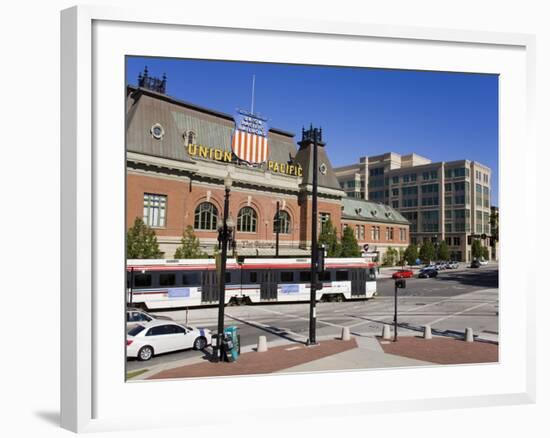 Historic Union Station and Light Rail Train, Salt Lake City, Utah, USA-Richard Cummins-Framed Photographic Print