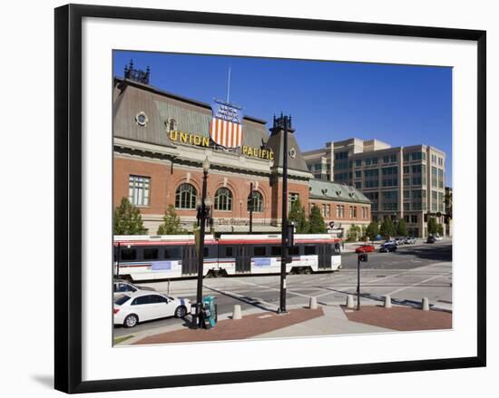Historic Union Station and Light Rail Train, Salt Lake City, Utah, USA-Richard Cummins-Framed Photographic Print