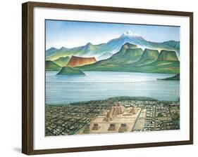 Historic View of Tenochtitlan, Ancient Capital of the Aztec Empire, and the Valley of Mexico-null-Framed Giclee Print