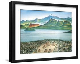 Historic View of Tenochtitlan, Ancient Capital of the Aztec Empire, and the Valley of Mexico-null-Framed Premium Giclee Print