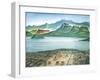 Historic View of Tenochtitlan, Ancient Capital of the Aztec Empire, and the Valley of Mexico-null-Framed Premium Giclee Print