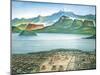 Historic View of Tenochtitlan, Ancient Capital of the Aztec Empire, and the Valley of Mexico-null-Mounted Premium Giclee Print