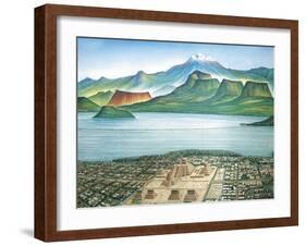 Historic View of Tenochtitlan, Ancient Capital of the Aztec Empire, and the Valley of Mexico-null-Framed Giclee Print