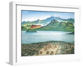 Historic View of Tenochtitlan, Ancient Capital of the Aztec Empire, and the Valley of Mexico-null-Framed Giclee Print