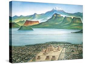 Historic View of Tenochtitlan, Ancient Capital of the Aztec Empire, and the Valley of Mexico-null-Stretched Canvas