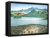 Historic View of Tenochtitlan, Ancient Capital of the Aztec Empire, and the Valley of Mexico-null-Framed Stretched Canvas