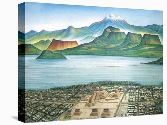 Historic View of Tenochtitlan, Ancient Capital of the Aztec Empire, and the Valley of Mexico-null-Stretched Canvas