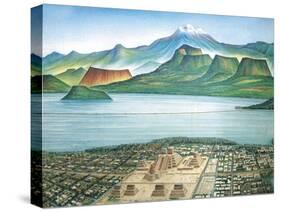 Historic View of Tenochtitlan, Ancient Capital of the Aztec Empire, and the Valley of Mexico-null-Stretched Canvas