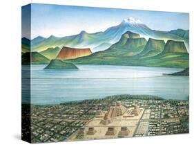 Historic View of Tenochtitlan, Ancient Capital of the Aztec Empire, and the Valley of Mexico-null-Stretched Canvas