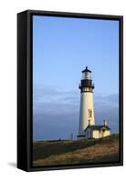 Historic Yaquina Head Lighthouse, Newport, Oregon, USA-Rick A. Brown-Framed Stretched Canvas