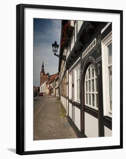 Historical Gothic Style Burgher Houses Along Kirchstrasse Street and Church of St. Stephan, Tangerm-Richard Nebesky-Framed Photographic Print