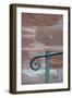 historical handrail in front of a wall, close-up, detail-Christine Meder stage-art.de-Framed Photographic Print