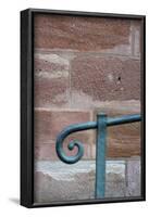 historical handrail in front of a wall, close-up, detail-Christine Meder stage-art.de-Framed Photographic Print