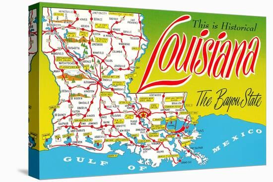 Historical Louisiana Map-null-Stretched Canvas