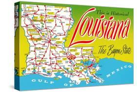 Historical Louisiana Map-null-Stretched Canvas