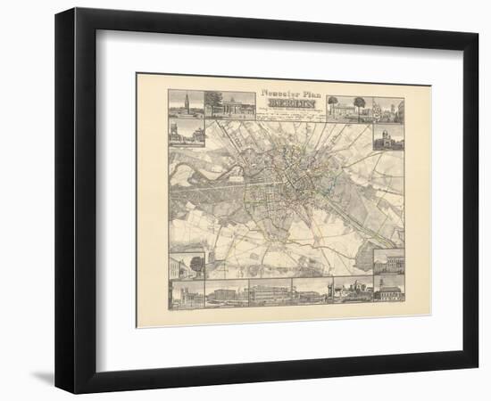 Historical Map of Berlin, Published by Verlag Von Gebrueder Rocca, Berlin 1838-W.v. Moellendorf-Framed Giclee Print