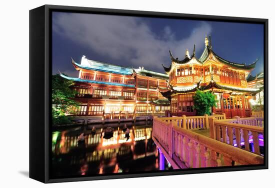 Historical Pagoda Stile Building in Shanghai at Night-Songquan Deng-Framed Stretched Canvas