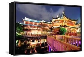 Historical Pagoda Stile Building in Shanghai at Night-Songquan Deng-Framed Stretched Canvas