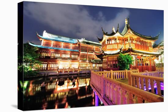 Historical Pagoda Stile Building in Shanghai at Night-Songquan Deng-Stretched Canvas