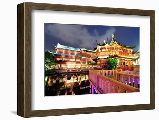 Historical Pagoda Stile Building in Shanghai at Night-Songquan Deng-Framed Photographic Print