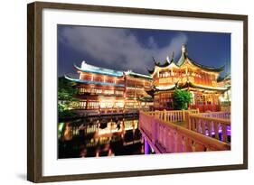 Historical Pagoda Stile Building in Shanghai at Night-Songquan Deng-Framed Photographic Print