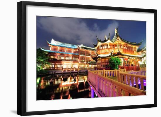 Historical Pagoda Stile Building in Shanghai at Night-Songquan Deng-Framed Photographic Print