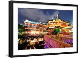 Historical Pagoda Stile Building in Shanghai at Night-Songquan Deng-Framed Photographic Print