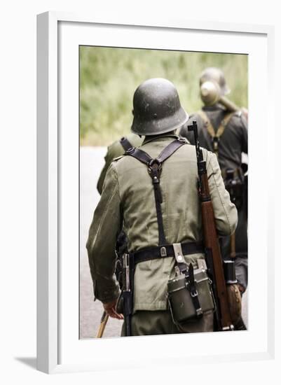 Historical Reenactment: German Soldiers of 26th Panzer Division-null-Framed Photographic Print